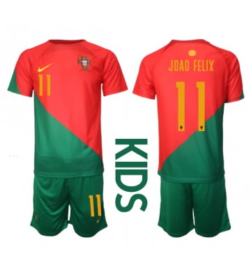 Portugalia Joao Felix #11 Koszulka Podstawowych Dziecięca MŚ 2022 Krótki Rękaw (+ Krótkie spodenki)